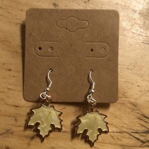 Yellow leaf earrings